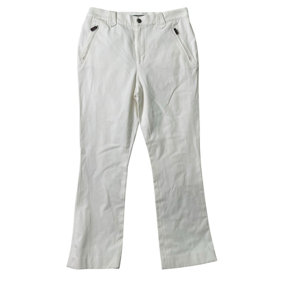 Ralph Lauren Pants Womens 8‎ Chino Flat front Straight Leg Ivory Casual Stretch